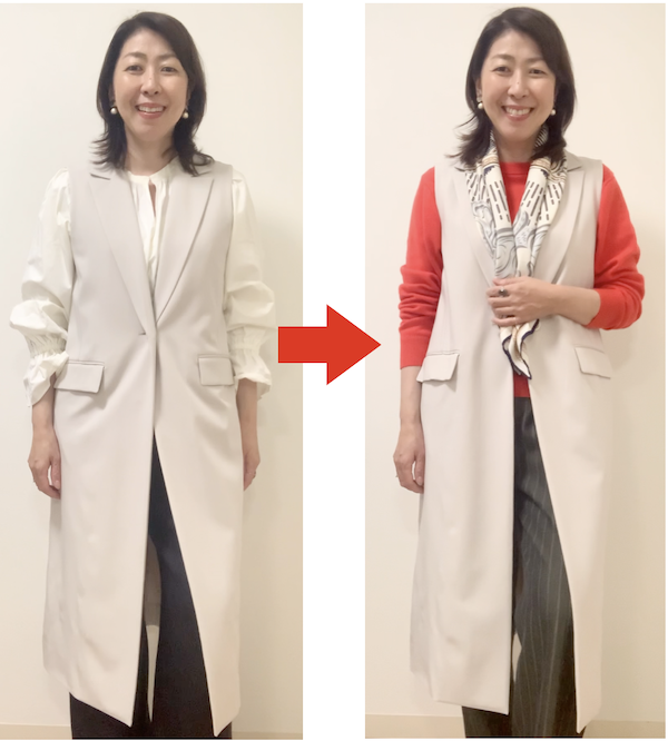 パーソナルカラー診断・札幌、脱・白黒ネイビー、明るい色や柄で印象アップ！