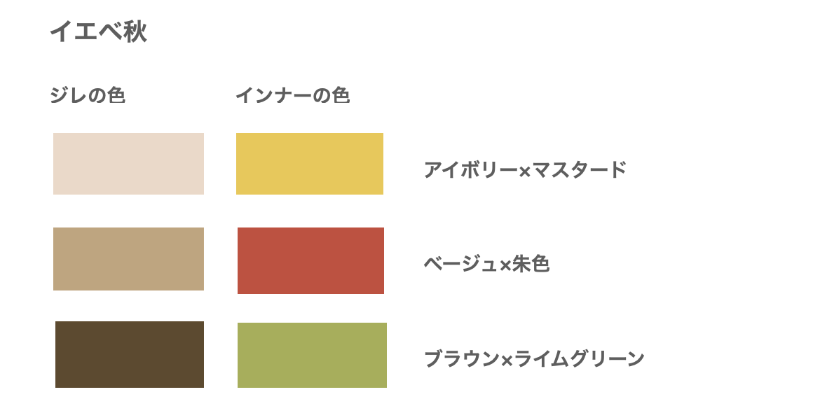 パーソナルカラー診断・イエベ秋におすすめのジレ×インナーの色