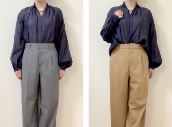 パーソナルカラーがイエベの私は、ユニクロ・タックワイドパンツのキャメルで高見えコーデを作り置きします！
