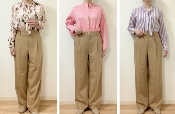パーソナルカラーがイエベの私は、ユニクロ・タックワイドパンツのキャメルで高見えコーデを作り置きします！