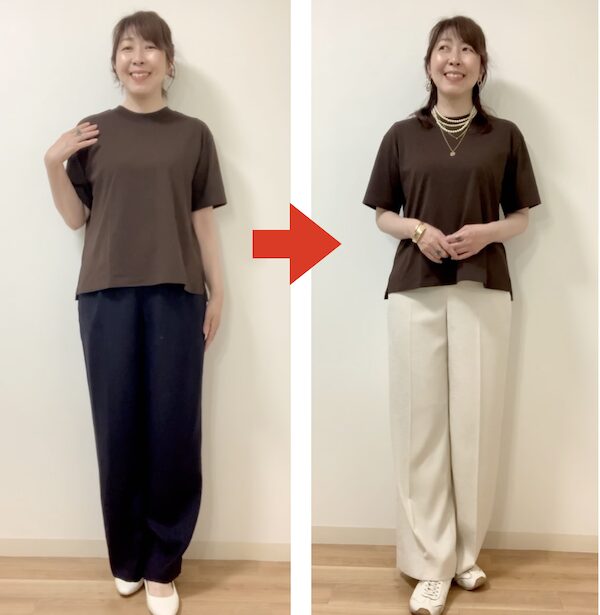 札幌のパーソナルカラー診断、グロウコーデが提案する、ユニクロTシャツを色で高見えさせるスタイル