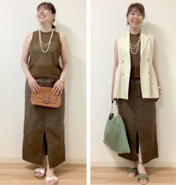 イエベ・骨格ナチュラル、人気アイテムを涼しげに着回し！札幌のパーソナルカラー診断・骨格診断のグロウコーデ