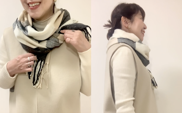 骨格ウェーブ・ナチュラルにおすすめのおしゃれなマフラーの巻き方