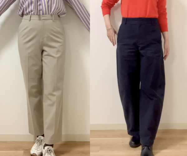 骨格ナチュラルの私が、テーパードパンツとバレルレッグパンツを履いてスタイルを比較しました
