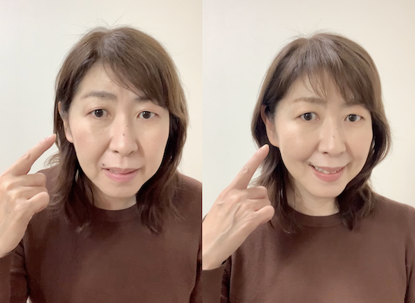 似合わない色をアイシャドウやチークに使うと垢抜けないことがわかる