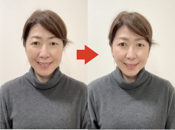 疲れ顔になるメイクと美顔バランス診断を取り入れた似合うメイクの違いを比較