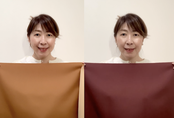 イエベ春とブルベ冬のブラウンを、ドレープを使って肌の色や瞳の印象を検証