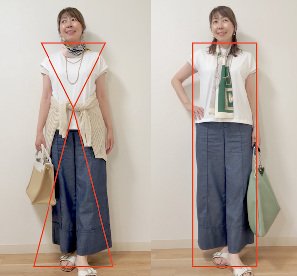 骨格ナチュラルは、XラインもIラインもどちらも似合う。